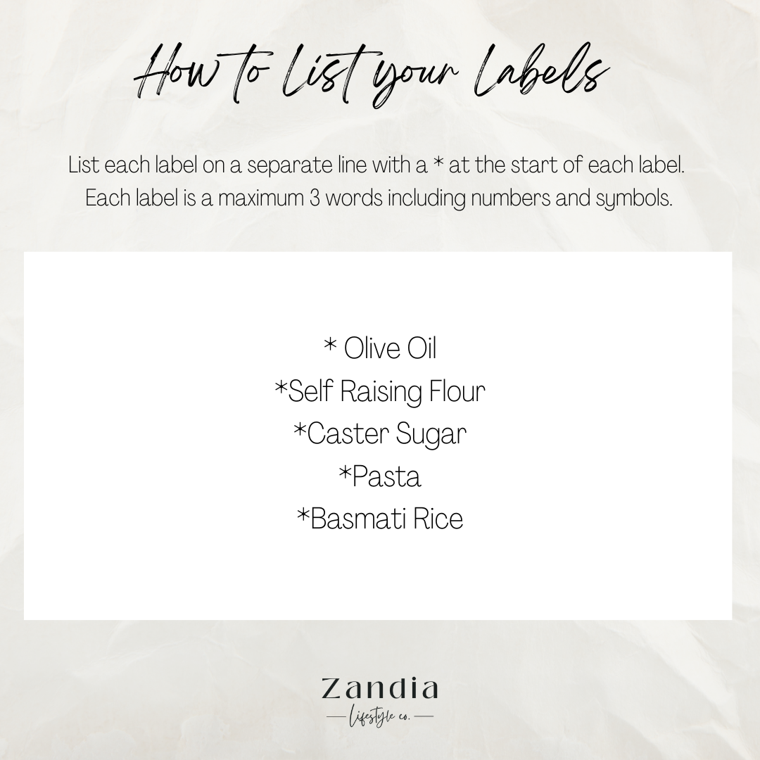 Custom Vinyl Spice & Pantry Labels